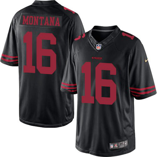 Nike San Francisco 49ers #16 Joe Montana Black Alternate Men's Stitched NFL Limited Jersey