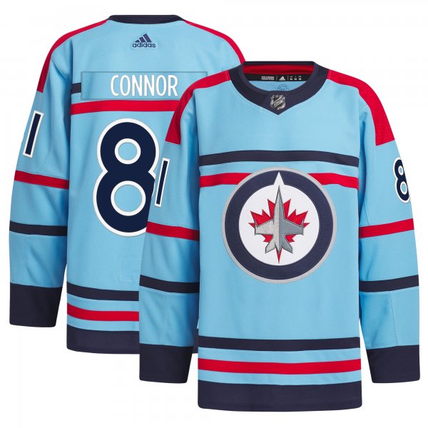 Men's Winnipeg Jets Kyle Connor adidas Light Blue Anniversary Primegreen Player Jersey