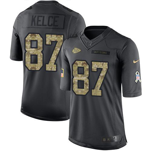 Nike Kansas City Chiefs #87 Travis Kelce Black Youth Stitched NFL Limited 2016 Salute to Service Jersey