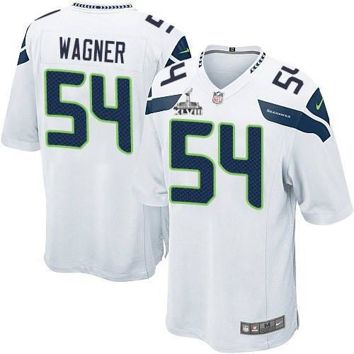 Seattle Seahawks Super Bowl XLVIII #54 Men's Bobby Wagner Game Road White Jersey