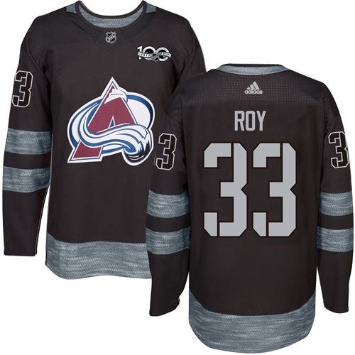 Colorado Avalanche #33 Patrick Roy Black 1917-2017 100th Anniversary Stitched NHL Jersey