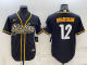 Men's Pittsburgh Steelers #12 Terry Bradshaw Black Stitched Baseball Cool Base Jersey