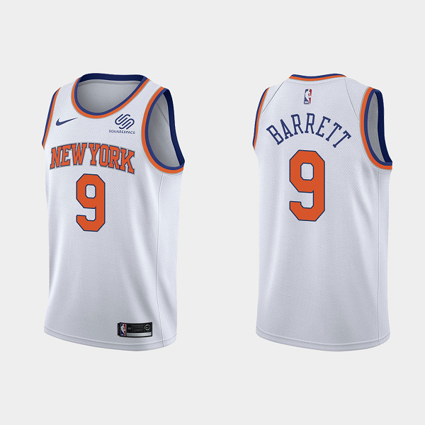 Men's New York Knicks #9 RJ Barrett 2021 NBA White Association Edition Jersey