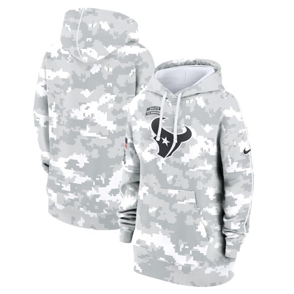 Youth Nike Arctic Camo Houston Texans 2024 Salute To Service Club Fleece Pullover Hoodie