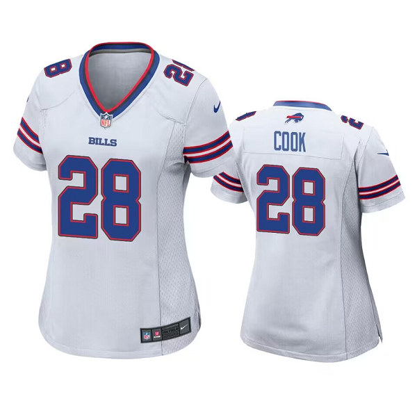 Women's Buffalo Bills #28 James Cook White Game NFL Jersey