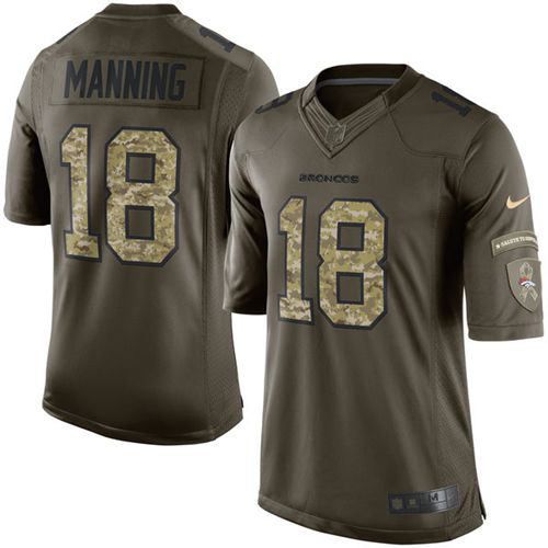 Nike Denver Broncos #18 Peyton Manning Green Men's Stitched NFL Limited Salute To Service Jersey