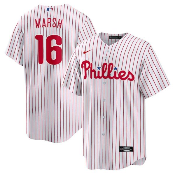 Men's Philadelphia Phillies #16 Brandon Marsh Nike White Jersey