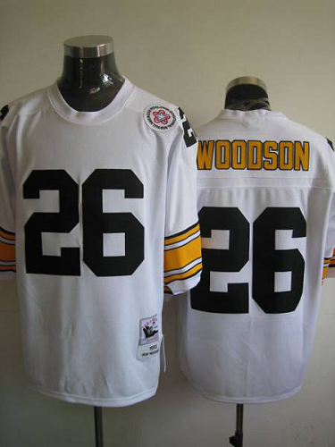 Men's Mitchell And Ness Pittsburgh Steelers #26 Rod Woodson White Stitched Throwback NFL Jersey