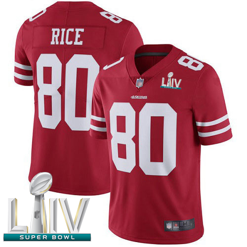 San Francisco 49ers #80 Jerry Rice Red Team Color Super Bowl LIV Bound Men's Stitched NFL Vapor Untouchable Limited Jersey