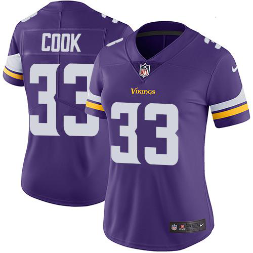 Nike Minnesota Vikings #33 Dalvin Cook Purple Team Color Women's Stitched NFL Vapor Untouchable Limited Jersey