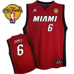 Miami Heat Finals Patch #6 LeBron James Red Stitched Youth NBA Jersey