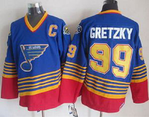 St. Louis Blues #99 Wayne Gretzky Light Blue/Red CCM Throwback Stitched NHL Jersey