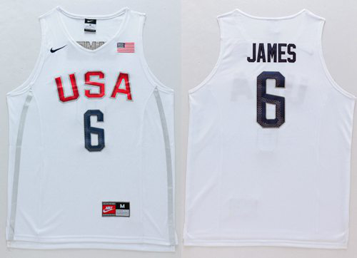 Nike Men's Team USA #6 LeBron James White 2016 Dream Team Stitched NBA Jersey