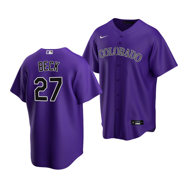 Men's Colorado Rockies #27 Jordan Beck 2022 MLB Draft Jersey Purple Alternate