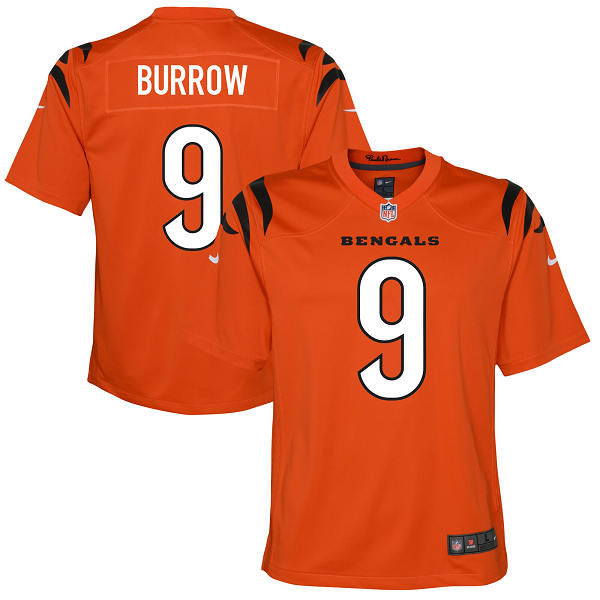 Youth Cincinnati Bengals Joe Burrow Nike Orange Alternate Game Jersey