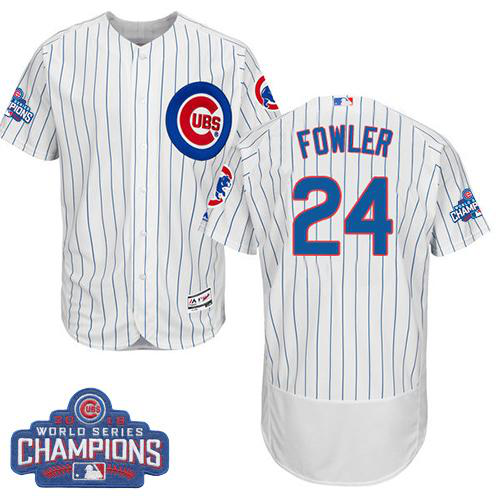 Chicago Cubs #24 Dexter Fowler White Flexbase Collection 2016 World Series Champions Stitched MLB Jersey