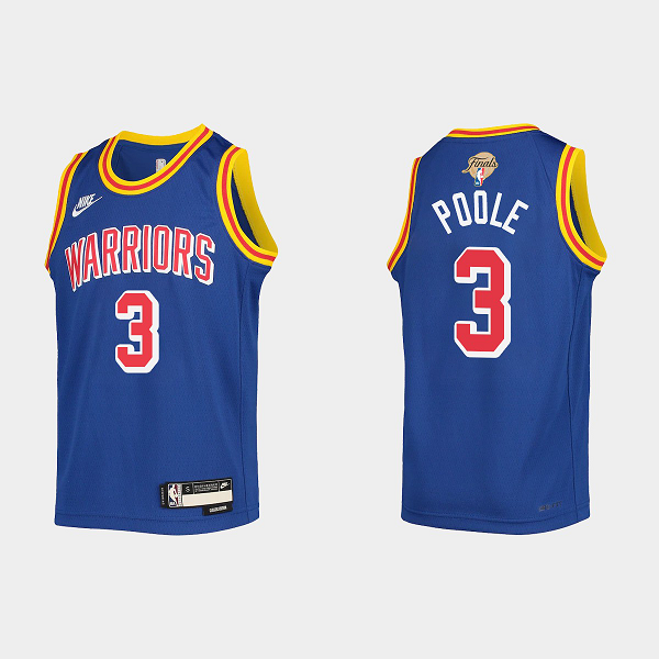 Youth Golden State Warriors 2022 NBA Finals #3 Jordan Poole Royal Classic Jersey