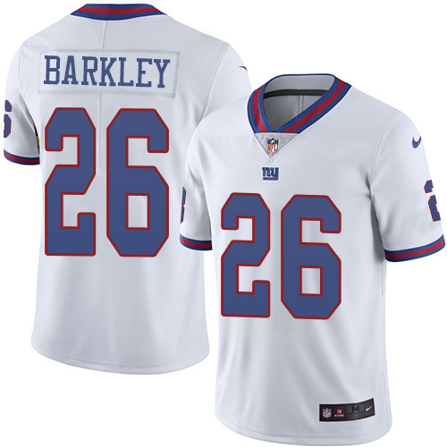 Nike New York Giants #26 Saquon Barkley White Men's Stitched NFL Limited Rush Jersey