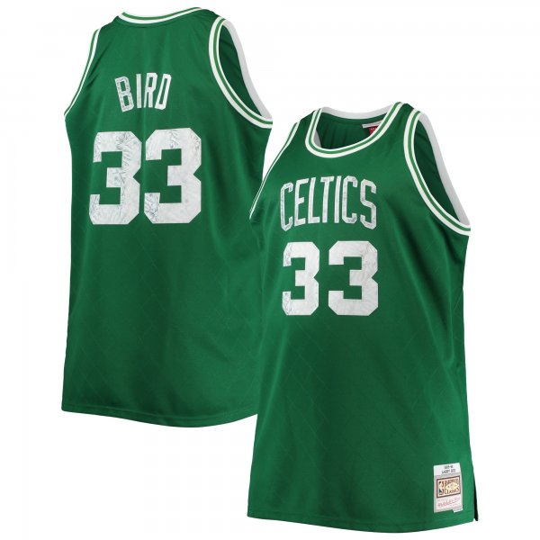 Men's Boston Celtics Larry Bird Mitchell & Ness Kelly Green Big & Tall 1985/86 NBA 75th Anniversary Diamond Swingman Jersey