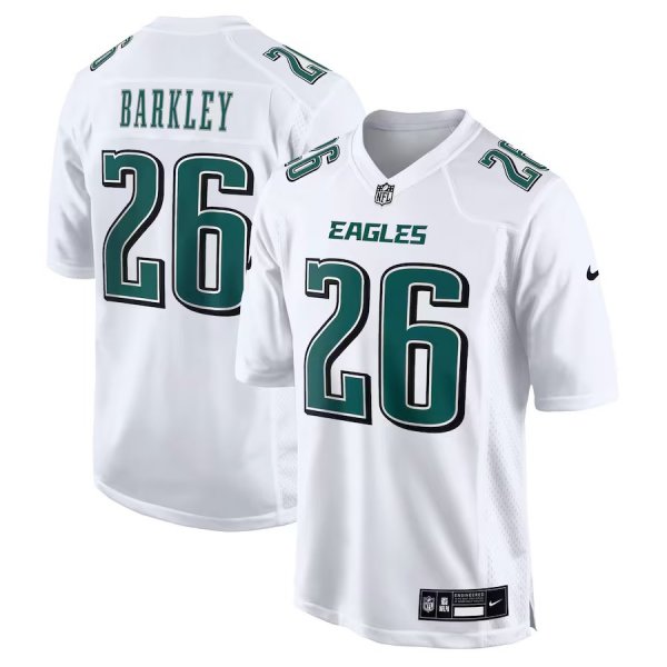 Men's Philadelphia Eagles #26 Saquon Barkley Nike Tundra White Fashion Game Jersey