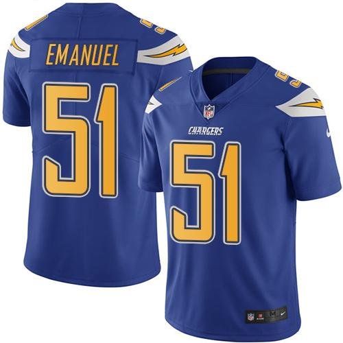 Nike Los Angeles Chargers #51 Kyle Emanuel Electric Blue Men's Stitched NFL Limited New Color Rush Jersey