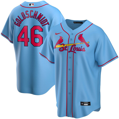 Men's Nike St. Louis Cardinals #46 Paul Goldschmidt Nike Light Blue Alternate 2020 MLB Jersey