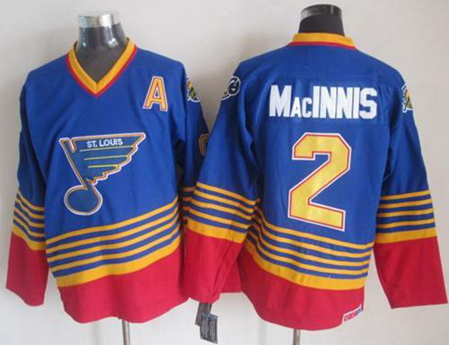 St. Louis Blues #2 Al MacInnis Light Blue/Red CCM Throwback Stitched NHL Jersey