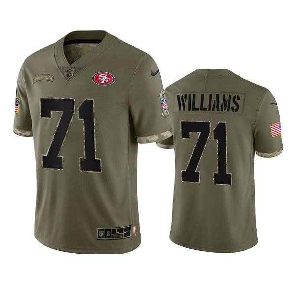 San Francisco 49ers Trent Williams #71 Olive 2022 Salute To Service Limited Jersey