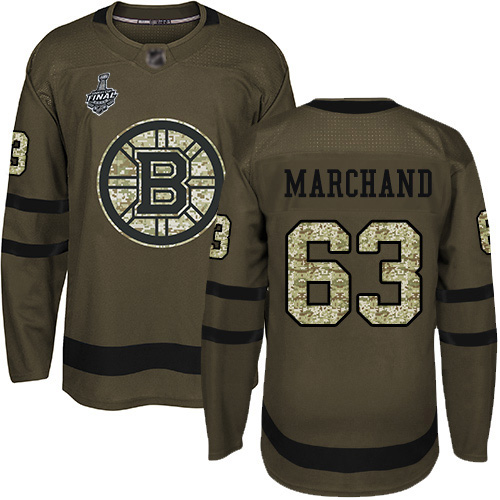 Boston Bruins #63 Brad Marchand Green Salute to Service Stanley Cup Final Bound Stitched NHL Jersey