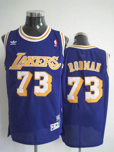 Mitchell and Ness Men's Los Angeles Lakers #73 Dennis Rodman Stitched Blue Throwback NBA Jersey