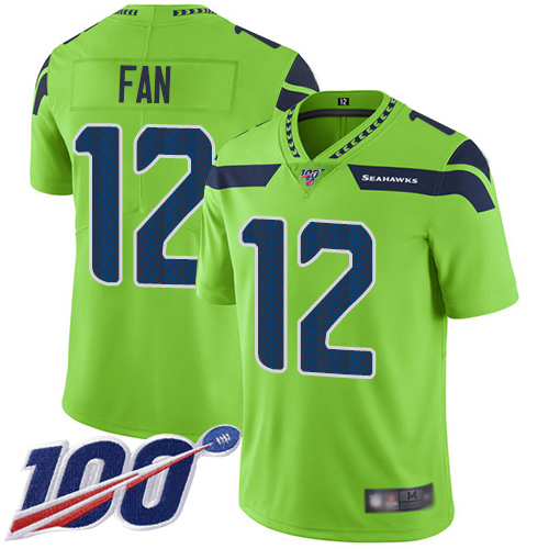 Seattle Seahawks #12 Fan Green Youth Stitched NFL Limited Rush 100th Season Jersey