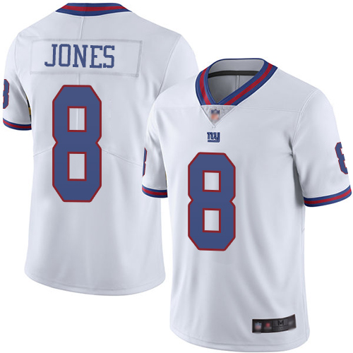 New York Giants #8 Daniel Jones White Youth Stitched NFL Limited Rush Jersey