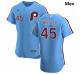 Philadelphia Phillies #45 Zack Wheeler Men Nike Light Blue Alternate 2020 Player MLB Jersey