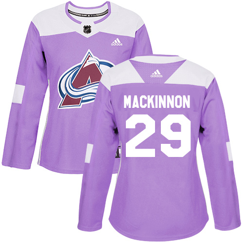 Adidas Colorado Avalanche #29 Nathan MacKinnon Purple Fights Cancer Women's Stitched NHL Jersey