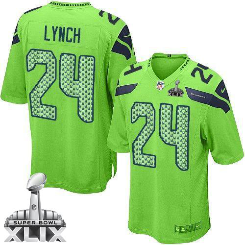 Nike Seattle Seahawks #24 Marshawn Lynch Green Alternate Super Bowl XLIX Youth Stitched NFL Elite Jersey