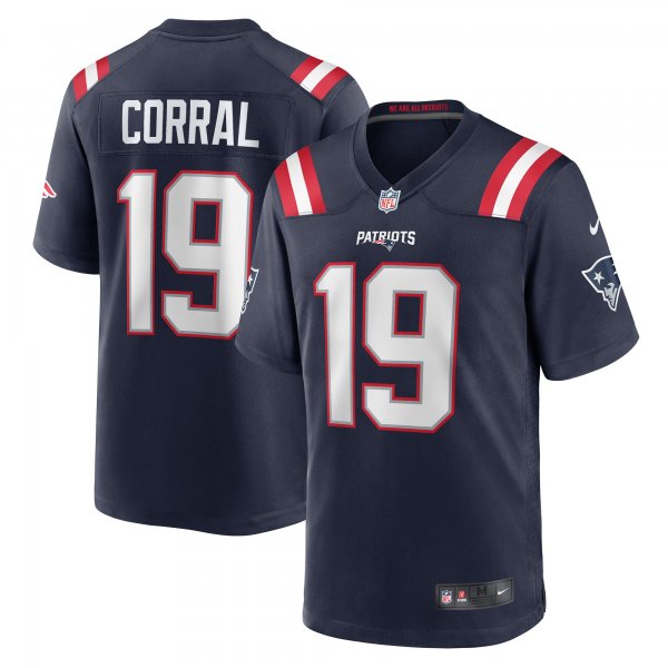 Men's New England Patriots Matt Corral Nike  Navy Team Game Jersey