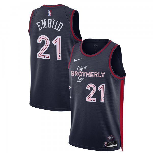 Men's Unisex Philadelphia 76ers #21 Joel Embiid Nike Navy 2023/24 Swingman City Edition Jersey