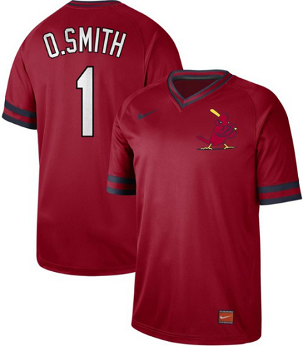 Men's Nike St. Louis Cardinals #1 Ozzie Smith Red Cooperstown Collection Stitched MLB Jersey