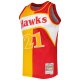 Men's Atlanta Hawks Dominique Wilkins Mitchell & Ness Yellow/Red Hardwood Classics 1986/87 Split Swingman Jersey