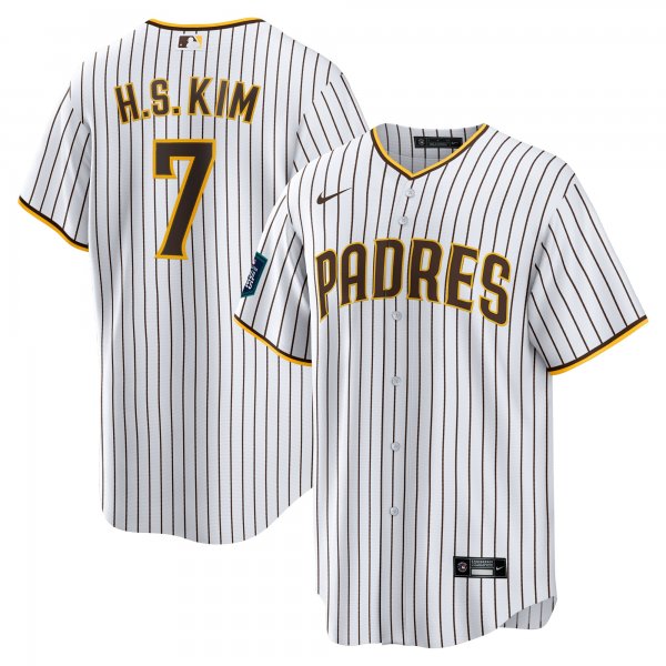 Men's San Diego Padres #7 Ha-Seong Kim Nike White 2024 MLB World Tour Seoul Series Home Player Jersey