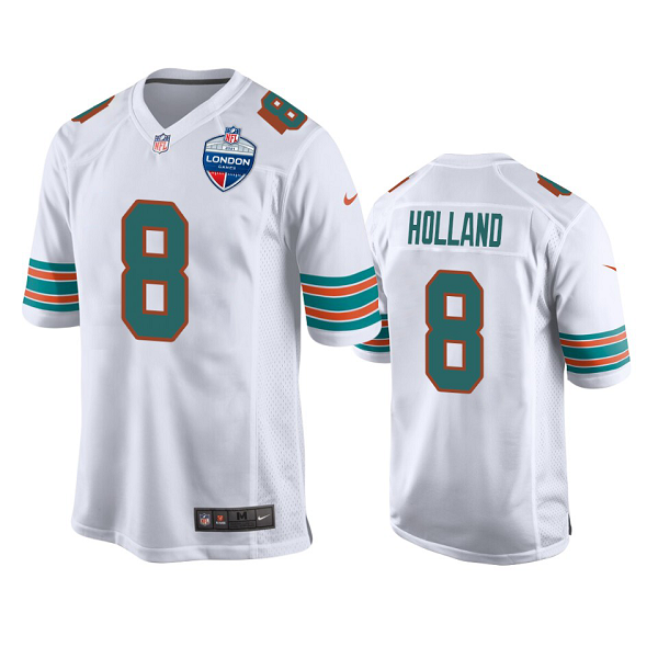 Miami Dolphins Jevon Holland #8 White 2021 NFL London Limited Jersey