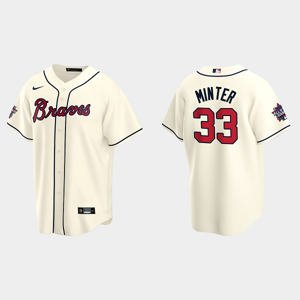 Men's Atlanta Braves #33 A.J. Minter Cream 2021 MLB All-Star Game Jersey