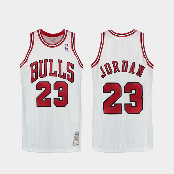 Men's Chicago Bulls #23 Michael Jordan Mitchell & Ness 1997-98 Hardwood Classics White Jersey