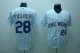 Milwaukee Brewers #28 Prince Fielder Stitched White Blue Strip MLB Jersey