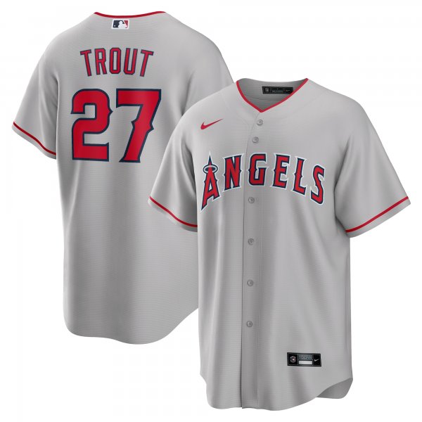 Men's Los Angeles Angels Mike Trout Nike Silver Road Replica Player Name Jersey