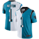 Men's Carolina Panthers #1 Cam Newton BLue White Split Vapor Untouchable Stitched Limited NFL Jersey