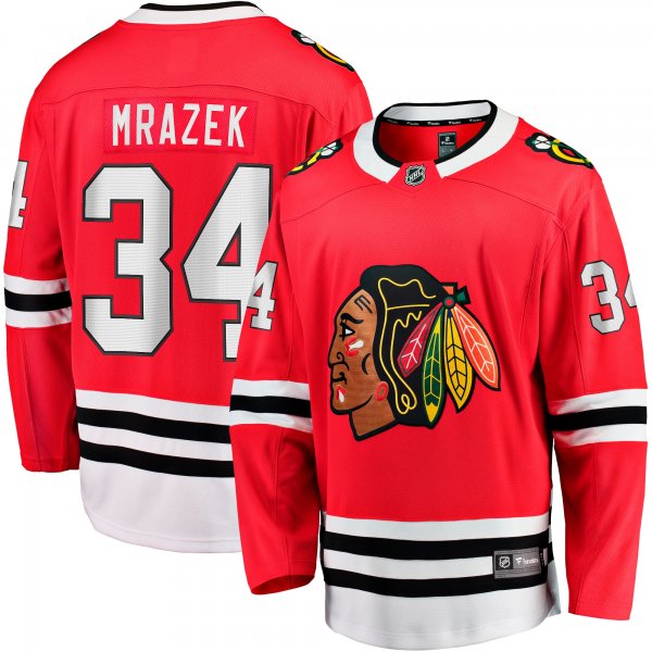 Men's Chicago Blackhawks Petr Mrazek Fanatics Red Home Breakaway Jersey