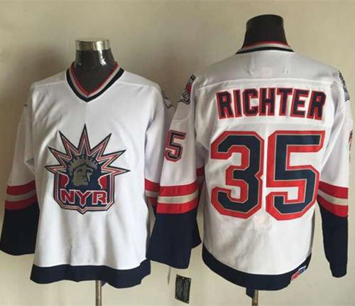 New York Rangers #35 Mike Richter White CCM Statue of Liberty Stitched NHL Jersey