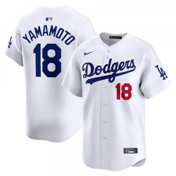 Men's Los Angeles Dodgers #18 Yoshinobu Yamamoto Nike White Home Limited Player Jersey