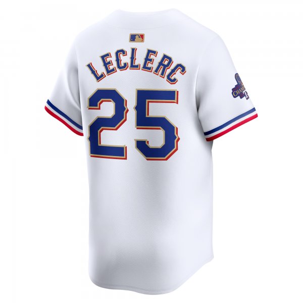 Men's Texas Rangers Jose Leclerc Nike White 2024 Gold Collection Limited Player Jersey